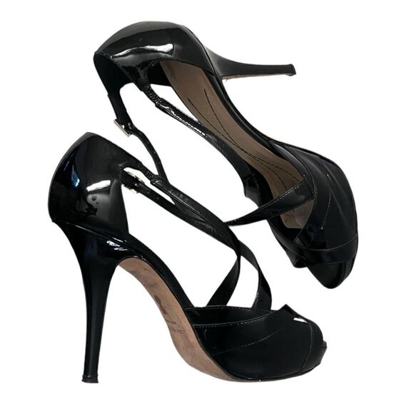 Kate Spade Lara Black Patent Strappy Heels 6.5 B - Picture 9 of 11